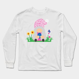 Easter Gnome Pink Hat in a Garden Long Sleeve T-Shirt